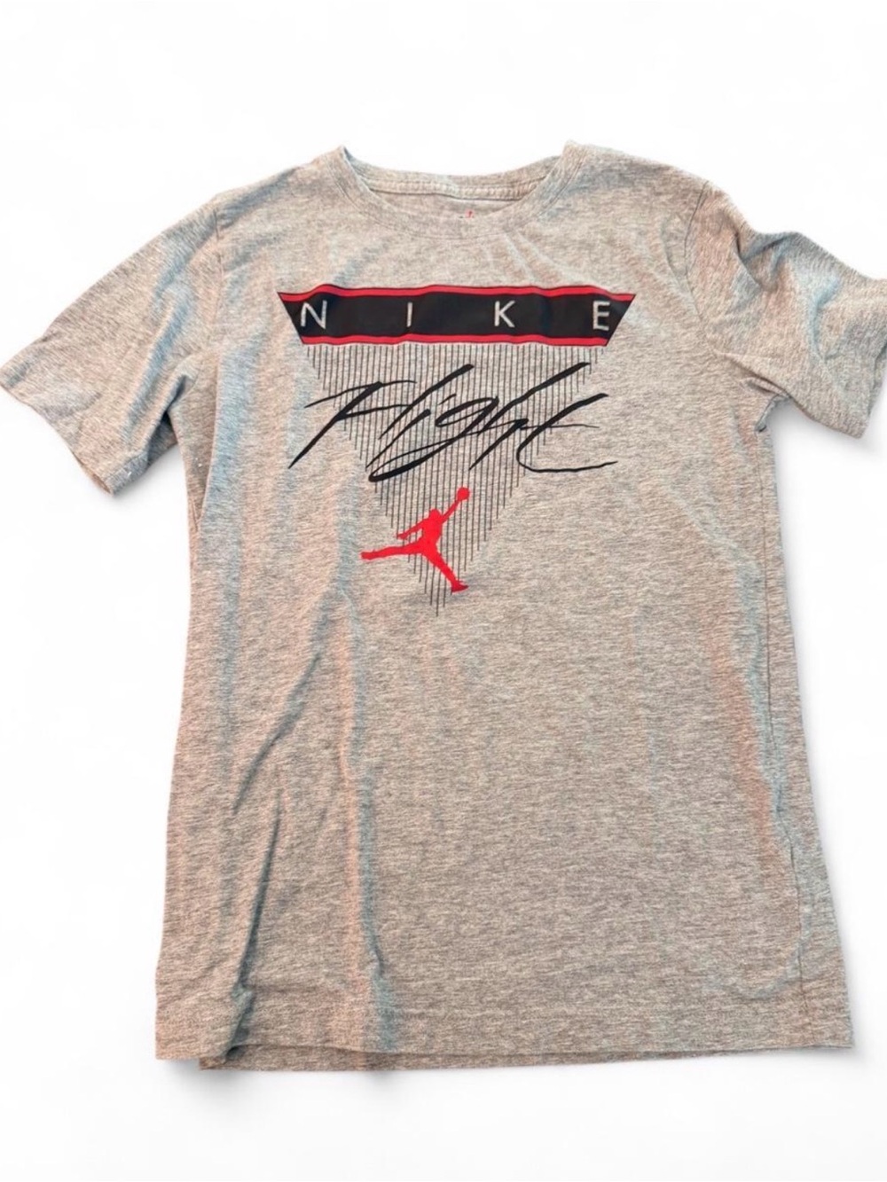 Jordan Men’s Gray Short-Sleeve Tee with Red and Black Graphic
